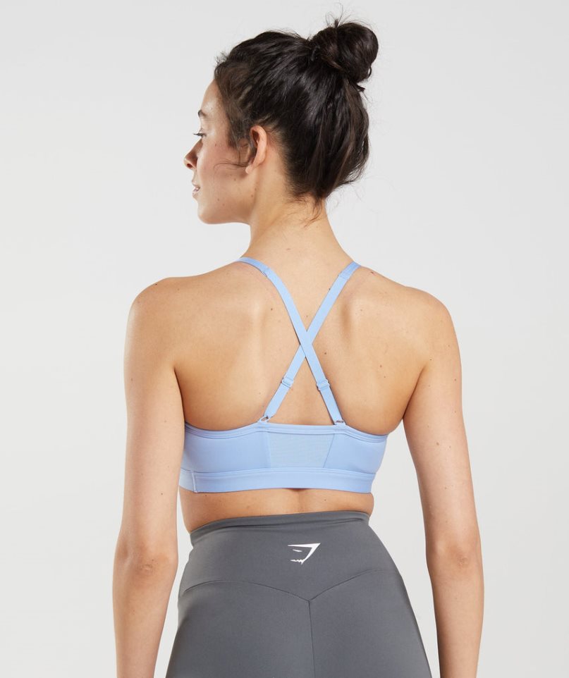 Women's Gymshark Ruched Sports Bra Light Blue | CA D87165